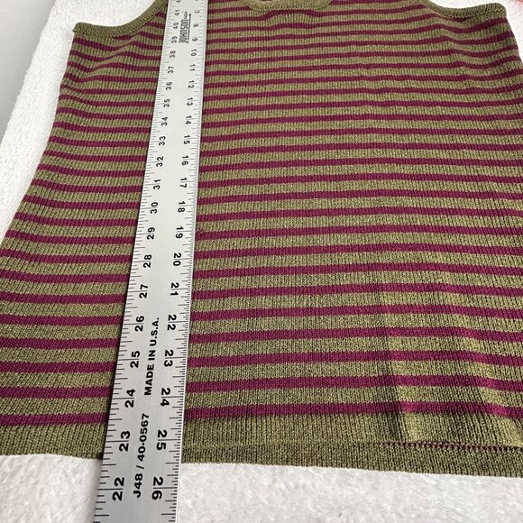 M.C Womens Wool Rayon Blend Scoop Neck Striped Knit Tank Top Green/Purple Casual - Picture 7 of 10
